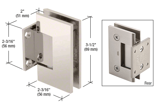 GDI Polished Nickel Geneva Series Wall Mount Short Back Plate Hinge With 5 Degree Pre-Set