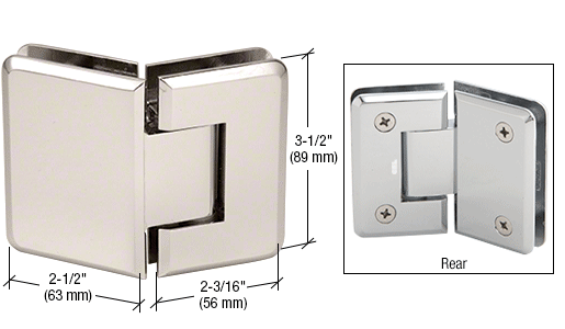 GDI Polished Nickel Pinnacle 045 Series 135 Degree Glass-to-Glass Standard Hinge