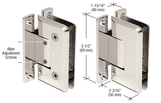 GDI Polished Nickel Pinnacle 337 Series Adjustable Wall Mount Full Back Plate Hinge
