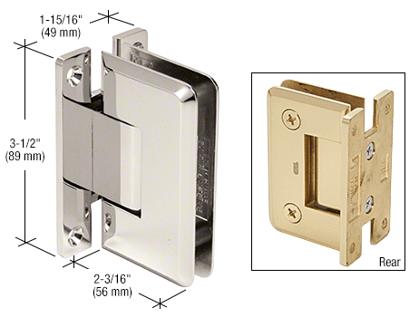 GDI Polished Nickel Pinnacle 537 Series Wall Mount Full Back Plate Standard Hinge With 5 Degree Offset