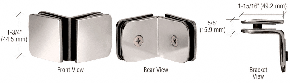 GDI Polished Nickel Roman Series 90 Degree Glass-to-Glass Clamp