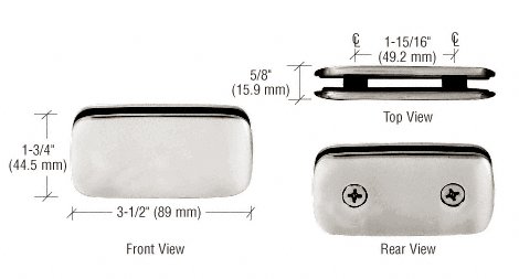 GDI Polished Nickel Roman Style 180 Degree Double Stud Glass Clamp