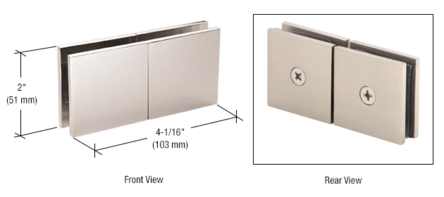 GDI Polished Nickel Square 180 Degree Glass-to-Glass Movable Transom Clamp