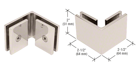 GDI Polished Nickel Square 90 Degree Glass-to-Glass Clamp