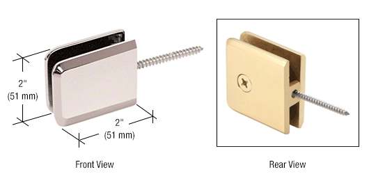 GDI Polished Nickel Square Beveled Wall Mount Movable Transom Clamp