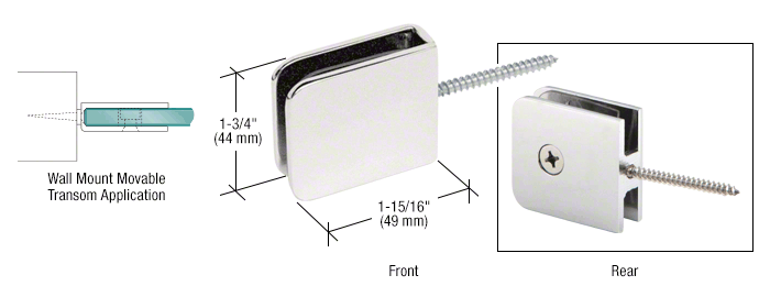 GDI Polished Nickel Traditional Movable Wall Mounted Transom Glass Clamp