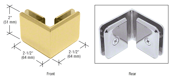 GDI Satin Brass Beveled Style 90º Glass-to-Glass Clamp