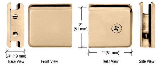 GDI Satin Brass Beveled Style Notch-in-Glass Fixed Panel U-Clamp