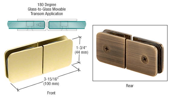 GDI Satin Brass Traditional Movable Glass-to-Glass Transom Glass Clamp