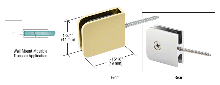 GDI Satin Brass Traditional Movable Wall Mounted Transom Glass Clamp