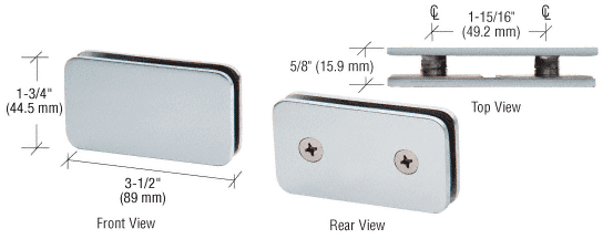 GDI Satin Chrome 180 Degree Traditional Style Double Stud Glass-to-Glass Clamp
