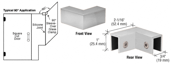 GDI Satin Chrome 90 Degree "Sleeve Over" Glass Clamp