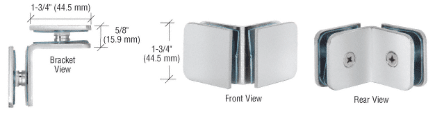 GDI Satin Chrome 90 Degree Traditional Style Glass-to-Glass Clamp