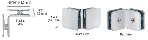 GDI Satin Chrome 90 Degree Traditional Style Oversized Glass Clamp