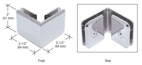 GDI Satin Chrome Beveled Style 90º Glass-to-Glass Clamp