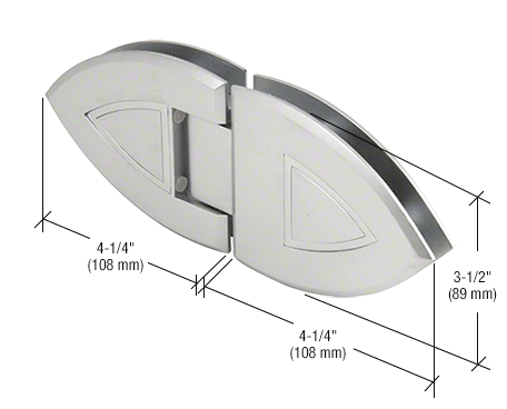 GDI Satin Chrome with Polished Chrome Accents Cathedral 180 Series 180º Glass-to-Glass Hinge