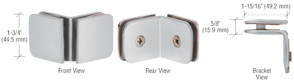 GDI Satin Chrome Roman Series 90 Degree Glass-to-Glass Clamp