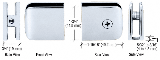 GDI Satin Chrome Roman Series Fixed Panel U-Clamp