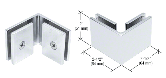 GDI Satin Chrome Square 90 Degree Glass-to-Glass Clamp