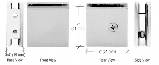 GDI Satin Chrome Square Style Notch-in-Glass Fixed Panel U-Clamp