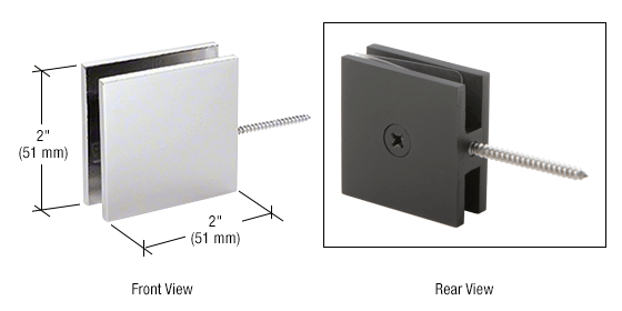 GDI Satin Chrome Square Wall Mount Movable Transom Clamp