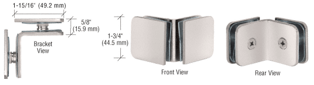 GDI Satin Nickel 90 Degree Traditional Style Oversized Glass Clamp