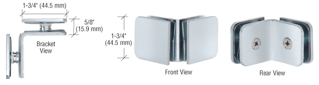 GDI Satin Stainless 90 Degree Traditional Style Glass-to-Glass Clamp