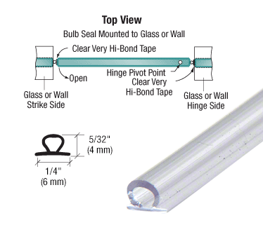 GDI Translucent Vinyl Bulb Seal 5/32" Gap without Pre-Applied Tape