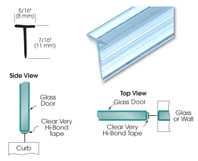 GDI Translucent Vinyl Edge 'T' Wipe for 7/16" Maximum Gap without Tape