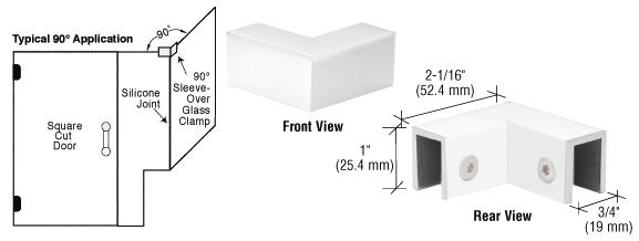 GDI White 90 Degree "Sleeve Over" Glass Clamp