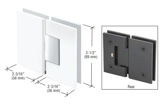 GDI White with Chrome Accent Geneva 180 Series 180 Degree Glass-to-Glass Standard Hinge
