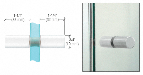GDI White Cylinder Style Back-to-Back Shower Door Knobs