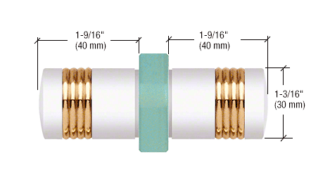 GDI White Knob/Brass Ring - Flush Ring Style Back-to-Back Shower Door Knobs