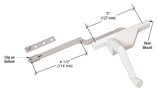 GDI White Left Hand Dyad Casement Window Operator with 4-1/2" Link Arm