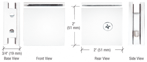 GDI White Square Style Notch-in-Glass Fixed Panel U-Clamp