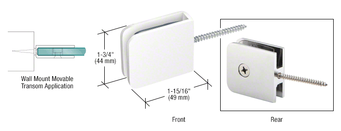 GDI White Traditional Movable Wall Mounted Transom Glass Clamp