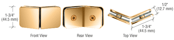 Gold Plated 135° Junior Traditional Style Glass Clamp for 1/4" Glass