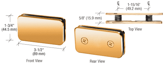 Gold Plated 180 Degree Traditional Style Double Stud Glass Clamp