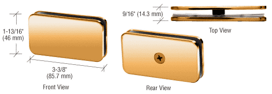 Gold Plated 180° Jnr Traditional Style Fixed Glass Clamp for 1/4"Glass
