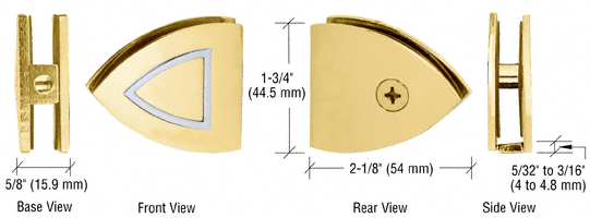 Gold Plated With Chrome Accents Cathedral Series Fixed Panel U-Clamp