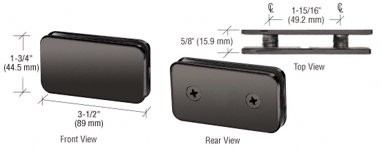 Gun Metal 180 Degree Traditional Style Double Stud Glass Clamp