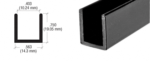 Gun Metal Frameless Shower Door Aluminum Deep U-Channel for 3/8" Thick Glass - 98"