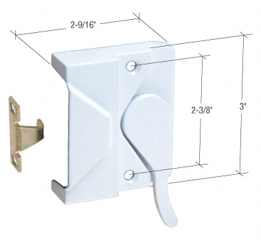 Left Hand White Casement Window Lock 2-3/8" Screw Holes - H3951