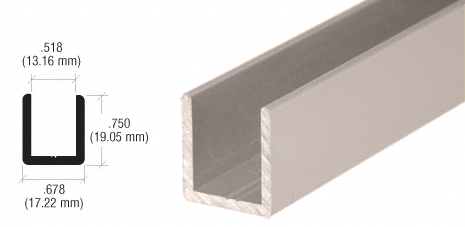 Polished Nickel 1/2" Fixed Panel Shower Door Deep-U Channel - 98"