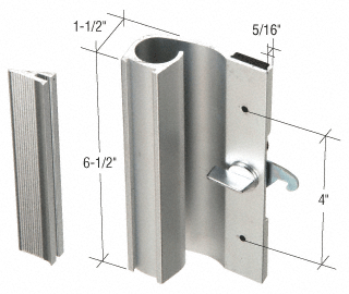 Right Hand Aluminum Hook-Style Surface Mount Handle 4" Screw Holes for Premier Doors - C1059