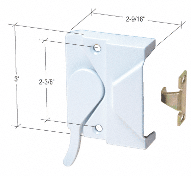 Right Hand White Casement Window Lock 2-3/8" Screw Holes - H3953
