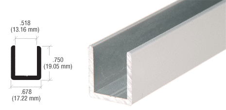 Satin Anodized 1/2" Fixed Panel Shower Door Deep U-Channel - 98"