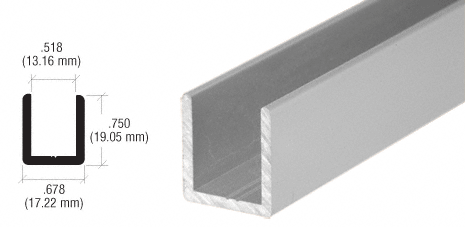 Satin Nickel 1/2" Fixed Panel Shower Door Deep-U Channel - 98"