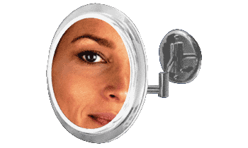 Satin Nickel 9" Surround Light Dual Arm Mirror with 5X Magnification
