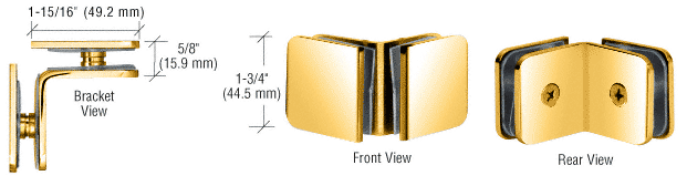 Ultra Brass 90 Degree Traditional Style Oversized Glass Clamp